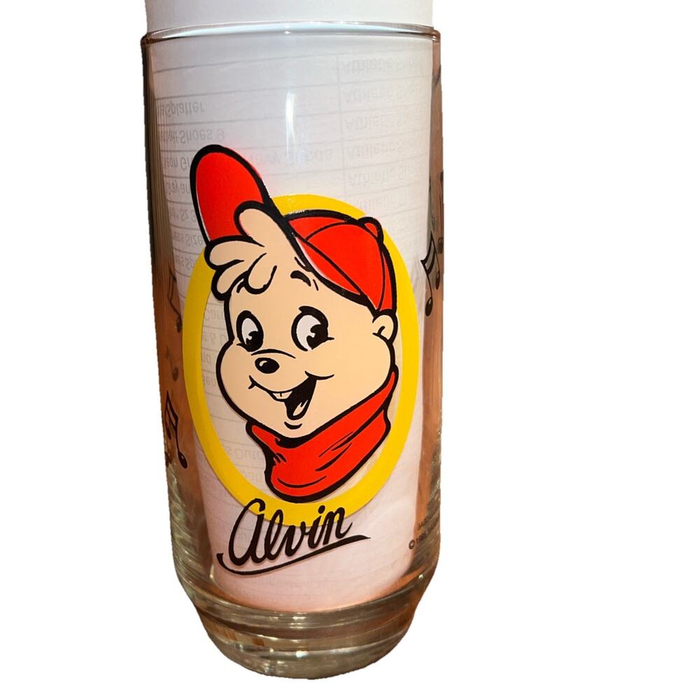 Vintage 1985 Alvin and The Chipmunks Drinking Glass. Alvin